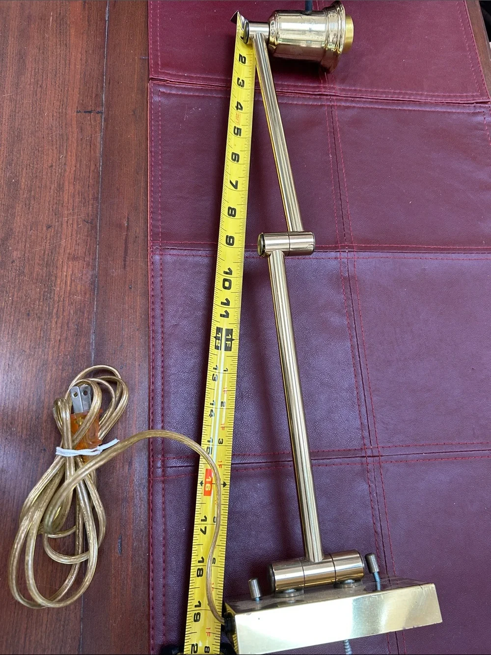 Brass Finish WALL Lamp - swivels out to 19”/folds halfway to 10”/ and then flat.